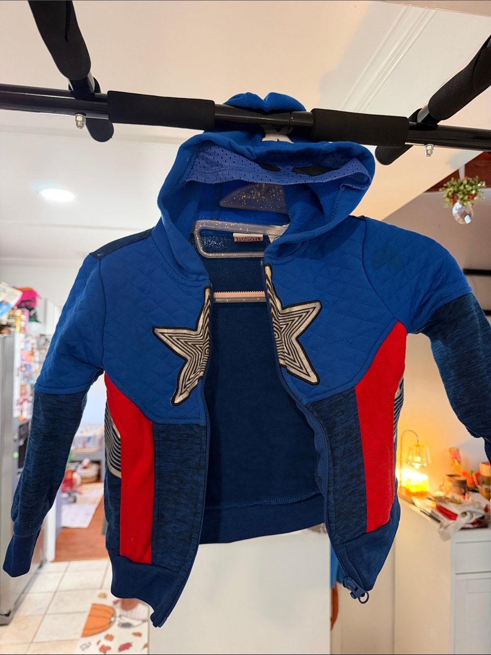 Marvel Blue and Red Quilted Hero Hoodie with Star Appliqués - Picture 1 of 4